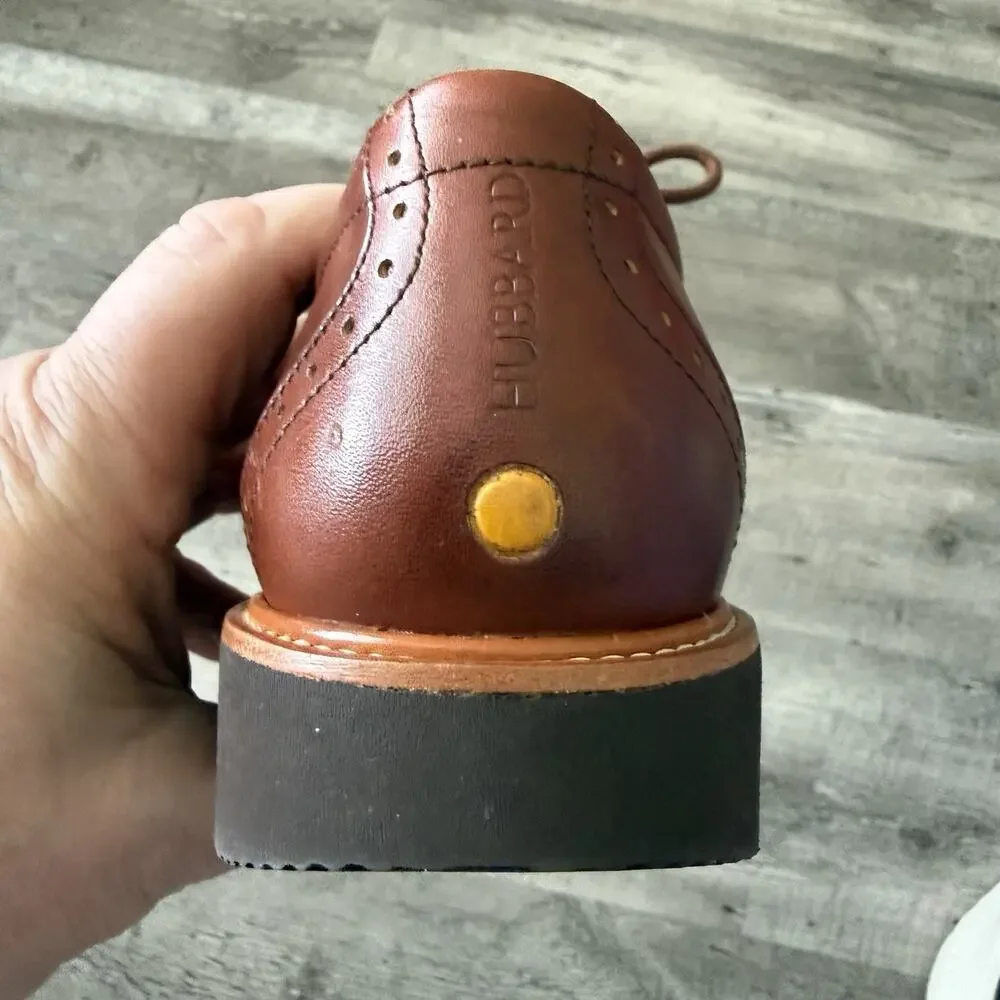 Samuel Hubbard Oxfords Mens 8 Market Cap Semi Brogue Whiskey Tan Cap Toe NEW